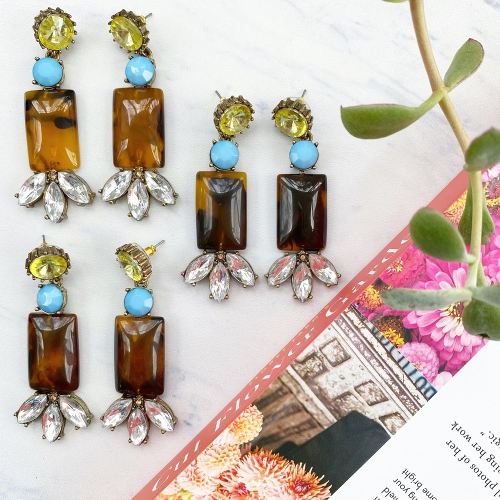 "Marta" Earrings || Amber & Crystal Statement - Picture 8 of 11